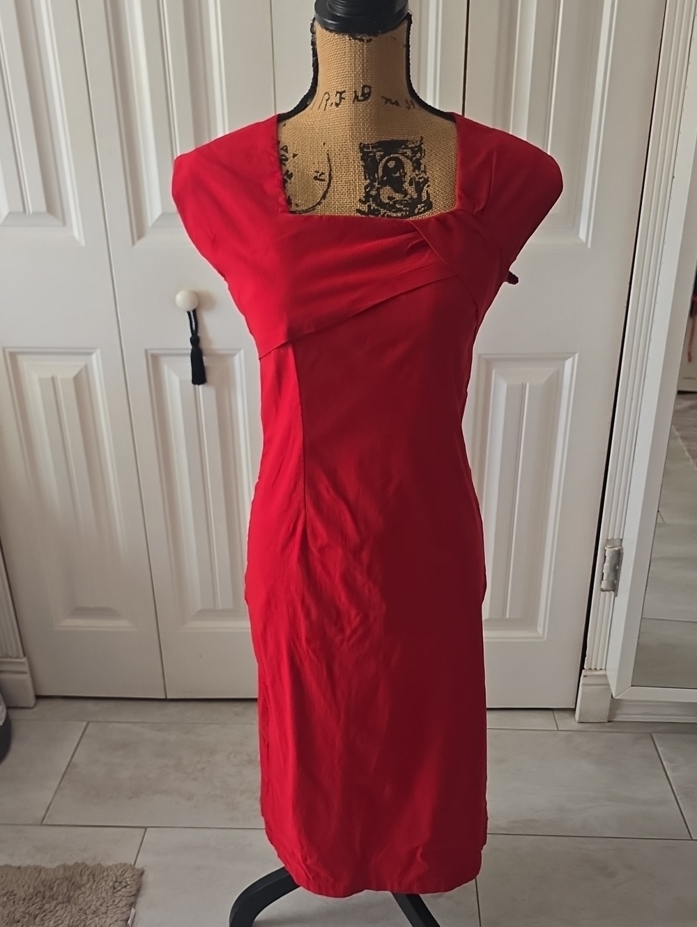 Tatyana Crimson Square-Neck Midi Dress